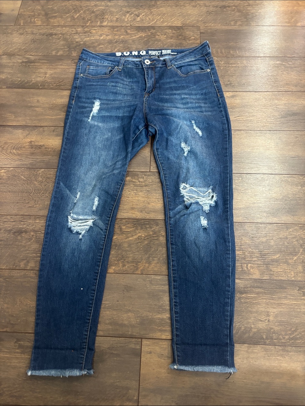 S.O.N.G. Dark Blue Distressed Skinny Jeans